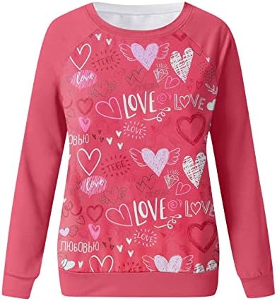 Valentinovo dukseri za žene tinejdžer Valentines majica Ljubavno srce slovo Print Tweatshirt casual vrhovi pulover
