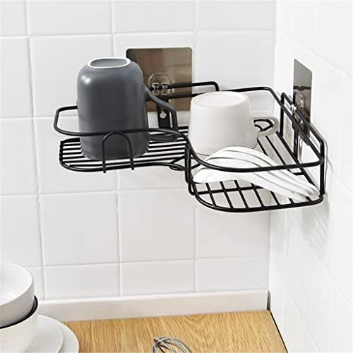 Olimy kovana polica za kupaonicu tuš zidni stalak za odlaganje s usisnom šalicom besplatno bušenje kuhinja za pohranu kupaonice/crna/jedna