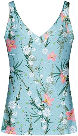 Ladies Deep v Neck Cotton Graphic Print Cvjetni salon Cami Tank Bluus prsluk majica za tinejdžerke Summer Fall kx