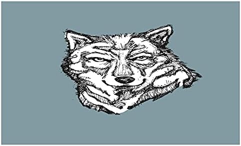 Mjesecni moderni keramički držač za četkice za zube, portret portreta Divlje drvene vukove Skice životinje pseće stvorenje grafička