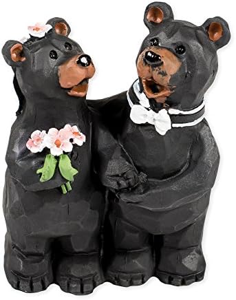 Slifka Sales Co. Vjenčani medvjed par 3,5 x 2,5 x 4 inča smola izrađena figurica s stolom