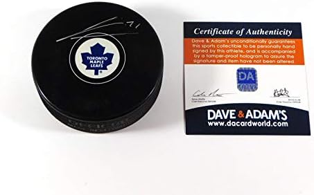 James Van Riemsdike potpisao je suvenir NHL hokejaški pak Maple Leafs Dave i Adams s autogramima NHL igrača