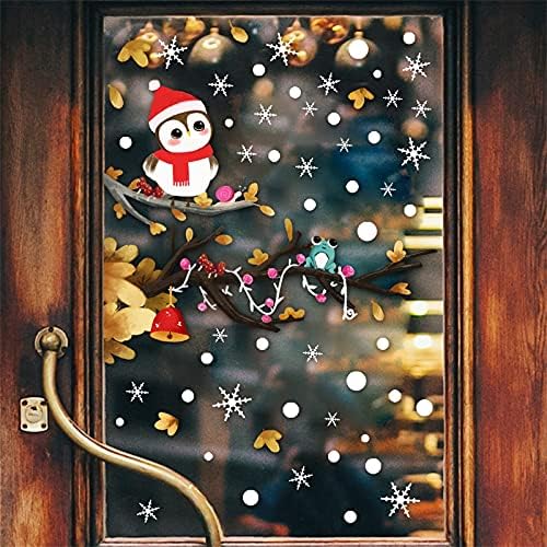 Naljepnice za bicikle božićne grane snježne pahuljice crtane ptice uzorak zidna naljepnica za dječju sobu dnevna soba prozor staklena