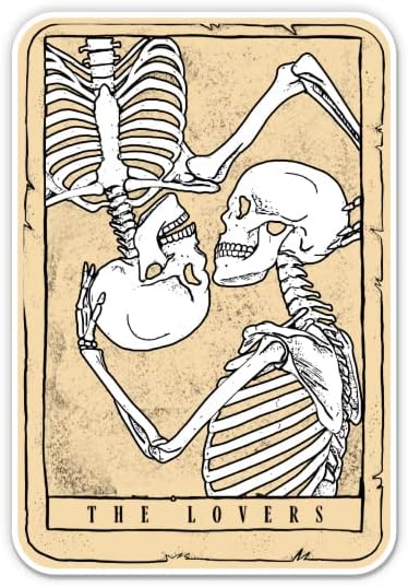 Naljepnice Tarot kartice Lovers Skelets Card - 2 naljepnice - vodootporni vinil za automobil, telefon, boca vode, laptop - tarot naljepnice