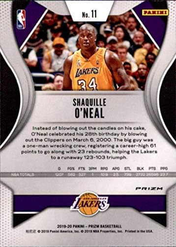 2019-20 Panini Prizm Prizms Red White and Blue 11 Shaquille O'Neal Los Angeles Lakers NBA košarkaška karta
