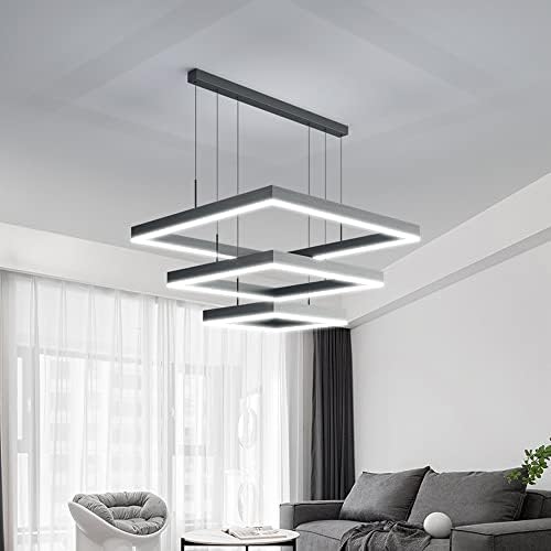 ZXRLHPI moderni mat crni kvadratni LED luster za dnevnu sobu 69W/102W podesiva visina predsoblje za osvjetljenje učvršćenja Stepless