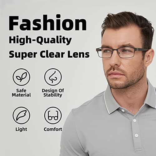 ; 5-pakiranje naočala za čitanje za muškarce i žene, metalni čitači s opružnim šarkama, računalne naočale protiv naprezanja očiju/migrene