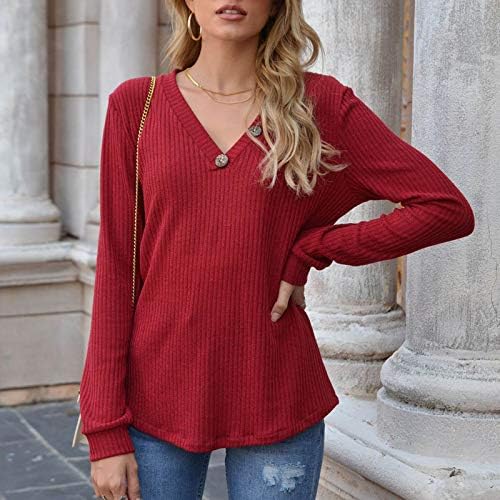 V vrat Zipper bluza za žene, trendovske bluze casual labavi pleteni vrhovi pulover šuplje majice dugih rukava