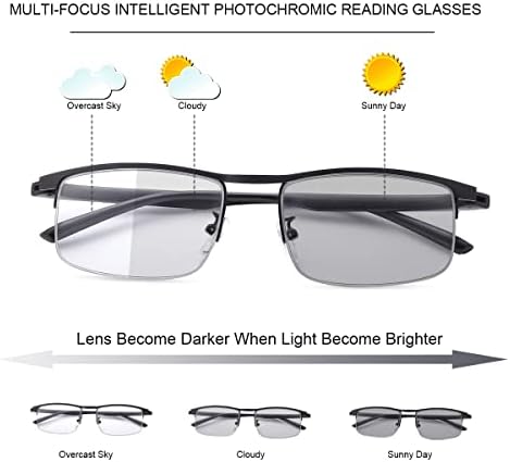 ; Fotokromne progresivne naočale za čitanje s više fokusa s UV zaštitom sunčane naočale koje blokiraju plavo svjetlo za muškarce i