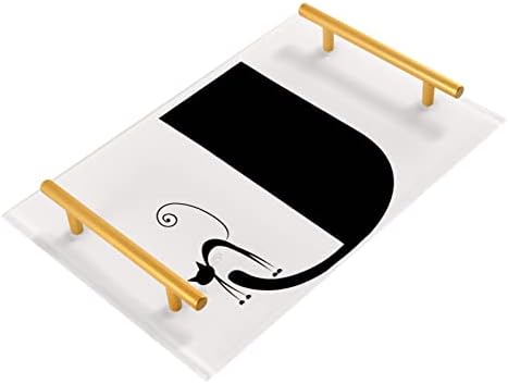Dallanan akrilna ladica za kupaonicu, pravokutna crna j slova mačje ukrasne ladice sa zlatnim ručkama za kuhinjsku hranu za dnevnu