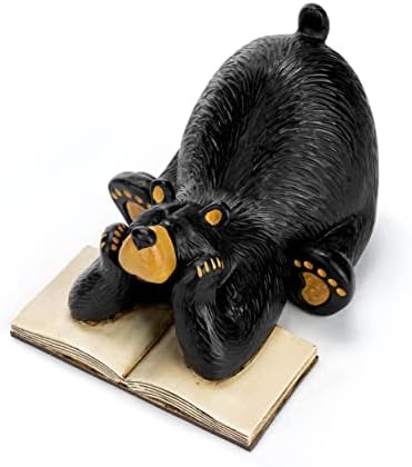 Sanjajući o dobroj knjizi medvjed ponoćno crna 8-inčna ručno izrađena polica za knjige od smole i kamena