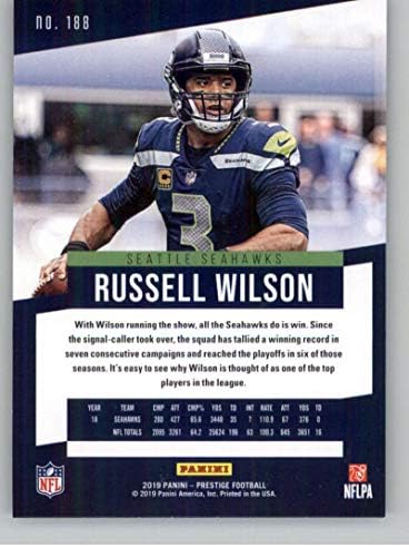 2019. Prestige NFL XTRA Points Green 188 Russell Wilson Seattle Seahawks Službeni panini nogometni trgovačka karta