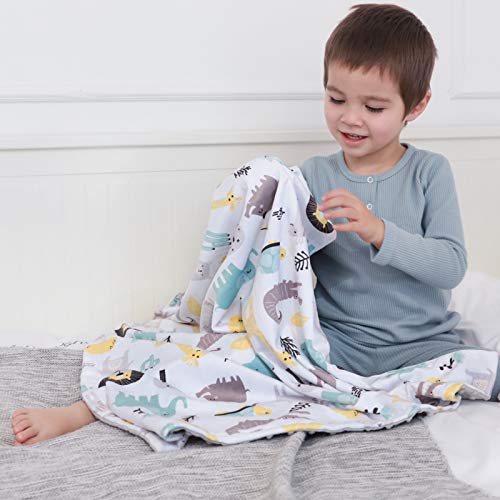Boritar Baby pokrivač za dječake soft minky s dvostrukim slojem isprekidane, slatke životinje+cvjetni tiskani 30 x 40 inčni primljeni