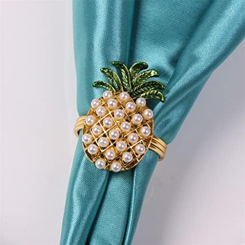 MJWDP 6PCS salveti za salvete od ružnog vrha od ananasa Pearl Ring Ljetni vjenčani pokloni Perle Dekoracija (boja: zlato, veličina