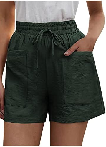 Pamučne kratke hlače s visokim strukom za ženske ljetne udobne kratke kratke hlače sa salonom za noge labave kratke hlače za odmor