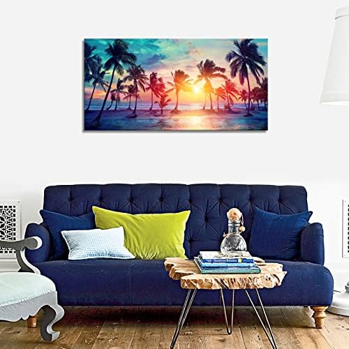 Dzl art s75550 platna zidna art palmi siluete na tropskoj plaži na Sunset Beach Seascape slikanje prirode slike za dnevnu sobu kućni
