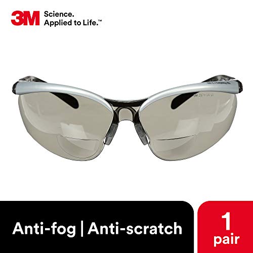 3M sigurnosne naočale s čitačima, BX, +2.0, ANSI Z87, anti-magnu sivu leću, srebrni okvir, hramovi podesive duljine i kut leće