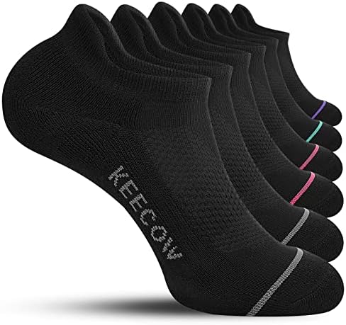 Keecow 6 pakiranje ženskih gležnjača atletskih čarapa Jastuka s niskim reznim čarama Running čarape crne