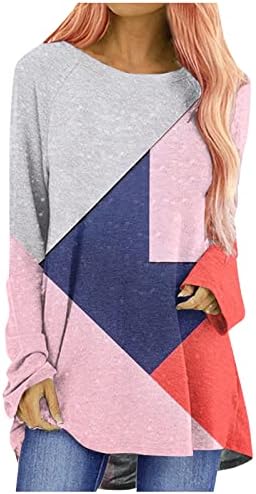 Ženska kapi duksa dukserica vrhova casual creveck tunika colorblock atletski preveliki pulovers bluza