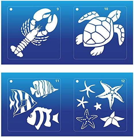16 komada šablona morske sirene, predložak za crtanje na temu oceanskih životinja i meduza. plastične šablone višekratne šablone za