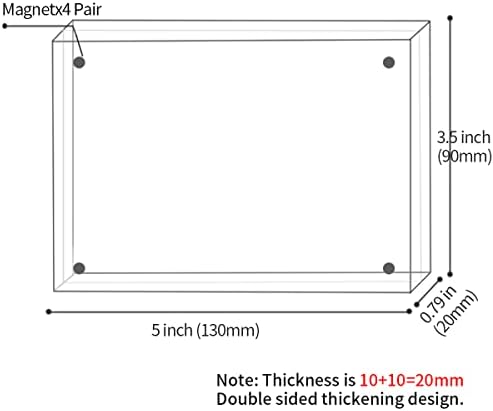 Sezanrpt Akrilni okviri za slike 3,5x5 inča set od 5 dvostrukih bočnih magneta okvira za slike, magnetski okviri za slike za 3x4, 3.5x4.5