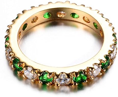 Zeleni i bijeli prsten vječnosti zaručnički prsten od žutog zlata 10k nakit punjen nakit od 5-9