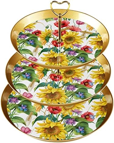 3 nivoa Cupcake postolja za kolač kule za prikaz kolača za desert drveća za zabave događaji dekor, tropski cvijet listova