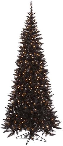 Vickerman 4.5 'Crna jela vitka umjetna božićno drvce, toplo bijela LED svjetla osvijetljena dura, sezonski unutarnji dekor kuće