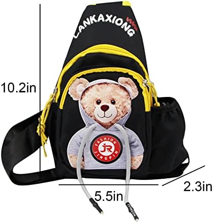 AMAMCY CARTOUN Crossbody torba Slatka medvjeda vrećica za prsa s torbicom za bocu vode na otvorenom casual daypack za dječake djevojčice