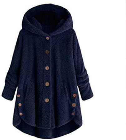 Fleece jakna žena mačja ušna kapica plišani vrhovi modno labavo plus gumb gumb za pulover dugih rukava toplo odjeće