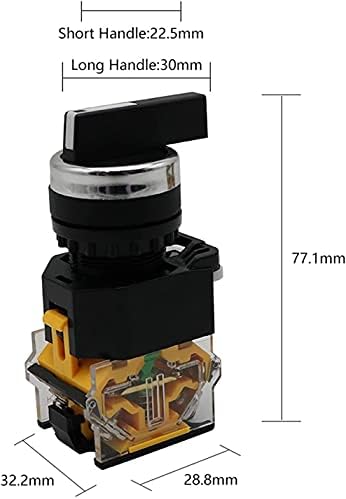 Bkuane 22 mm selektor tipke rotacijskog prekidača momentalno 2no 1no1nc 2 3 Položaj DPST 10A 400V prekidač napajanja Uključeno/isključeno