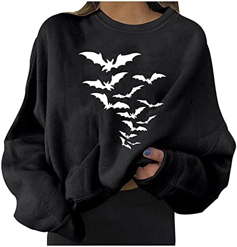 Xiloccer Halloween košulje s dugim rukavima za žene jesen zimske majice i vrhove posade majice majice za kratak vrhove Noć vještica