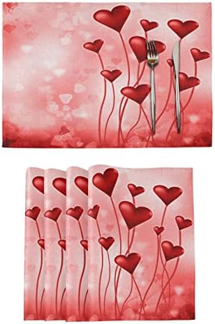 Majčin dan crveni placemat set od 6 ružičastih ljubavnih toplinskih stolova prostirke 12x18 inča za vjenčanu blagovaonicu kuhinju na