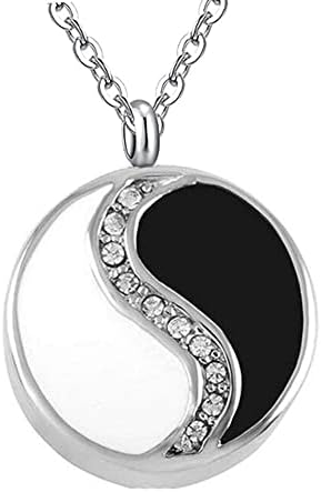Qiaonnai ZD326 Kremacijski nakit za pepeo kristal yin yang okrugli privjesak ogrlice od nehrđajućeg privjeska muškarci mama +kit za