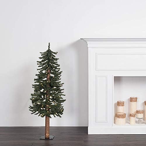 Vickerman 2 '3' 4 'Prirodna kore Alpine Umjetno božićno drvce, toplo bijelo talijansko LED mini svjetla, lažno božićno drvce, sezonski