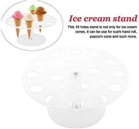 Sladoledni konusni držač, 16 rupa akrilni sladoledni postolje, ekološki prihvatljiv vafl konus koji prikazuje stalak za kolače od cupcake-a
