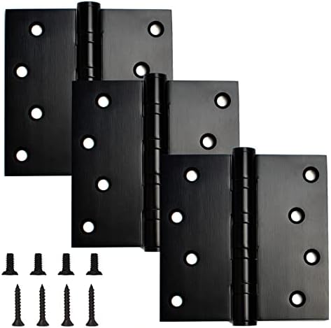 3 pakete mat šarke crnih vrata 4 x 4 inča teške šarke, šarke unutarnjih vrata ravne dvosmjerne stambene standardne šarke za spavaće
