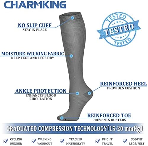 Kompresijske čarape za žene i muškarce s tlakom od 15-20 mmHgnajbolje za atletiku, trčanje, letove, podršku