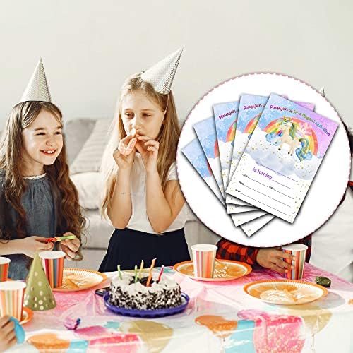 JrRilioa 20 Pozivnica za rođendanske zabave jednoroga s omotnicama - Unicorn Rainbow Rođendan Favors - Dječji tinejdžeri rođendan proslavite