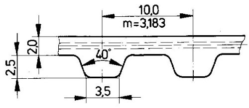 Ametric 10.610.6 Metrički razvodni pojas poliuretanskog remena, čelični kabeli,