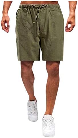 Beuu muške pamučne posteljine kratke hlače ljetne elastične struke hodajući kratke hlače havajske labave ležerne bermudske plaže kratke