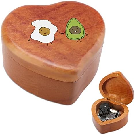 Prijatelji jaja i avokada Vintage Wooden Wortwork Musical Box Darovi u obliku srca u obliku srca za ljubavnice za obiteljske prijatelje