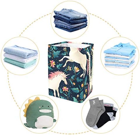 Čarobni jednorozi i cvjetni pokrivač košara za pohranu odjeće i igračaka u kupaonici spavaće sobe