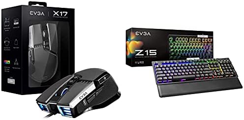 EVGA X17 Igrački miš, ožičen, sivi, prilagodljivi Z15 RGB igračka tipkovnica, RGB LED za osvjetljenje, Hotswappable Mechanical Kailh