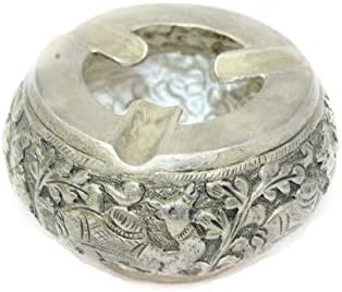 Rajasthan dragulji ručno izrađeni mali pepeljarski stalak za cigarete čvrsto srebrno ugravirano životinjsko deva