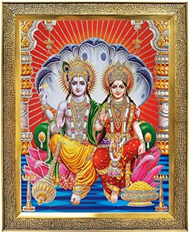Koshtak Vishnu Laxmi/Lakshmi Narayana ji sa sheshnagom na lotosu dajući okvire za fotografije za blagoslov za zid/poklon/dar/hram/puja