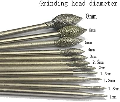 Luo ke 11 PCS Različite veličine Dijamantna rotacijska glava za mljevenje 2,35 mm Shank Diamond obloženi alat za rezbarenje za rotacijski