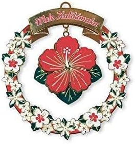 Havajski mele hibiscus kolekcionarski metalni božićni ukras