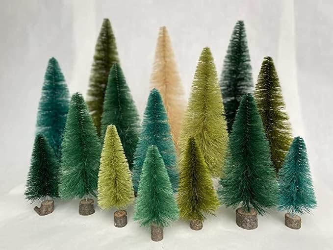 Više boja, božićna drvca slatka, božićni dekor, ručno izrađena, vintage stabla četkica za boce, božićne viseće ukrase