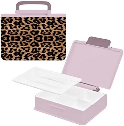 Alaza Cheeteh Leopard Print Animal Bento Box za ručak BPA bez ikakvih propusnih kontejnera za ručak s vilicom i žlicom, 1 komad